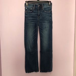 AEO Hi-Rise Cropped Flare with frayed edges